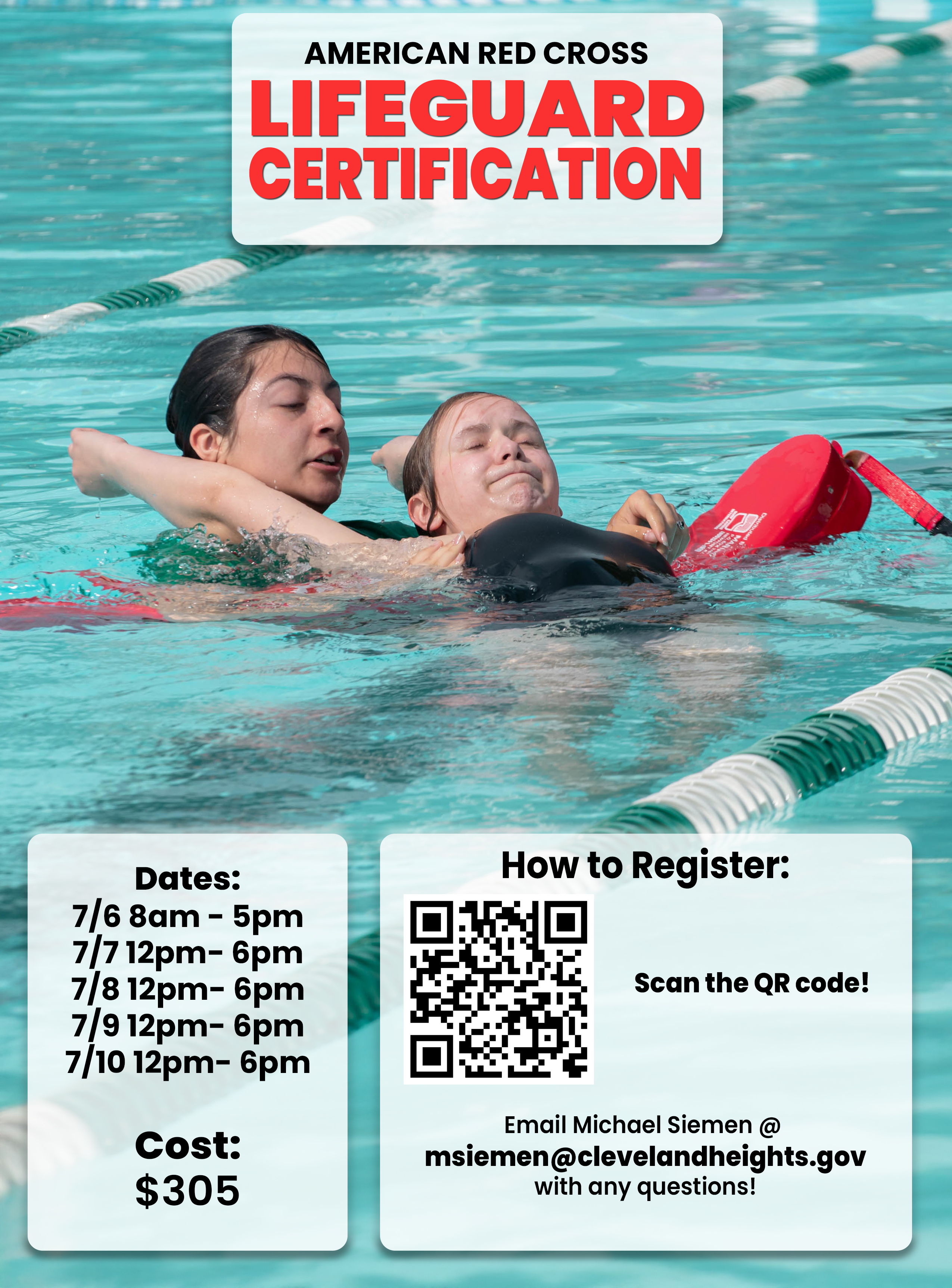 2025 Lifeguard Certification Flyer Cumberland Pool